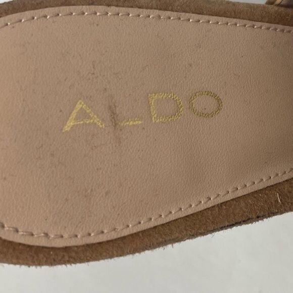 Aldo Legossa Brown Suede Leather Open Toe Mule Heels EU 38.5 US 8 Size - Picture 8 of 9